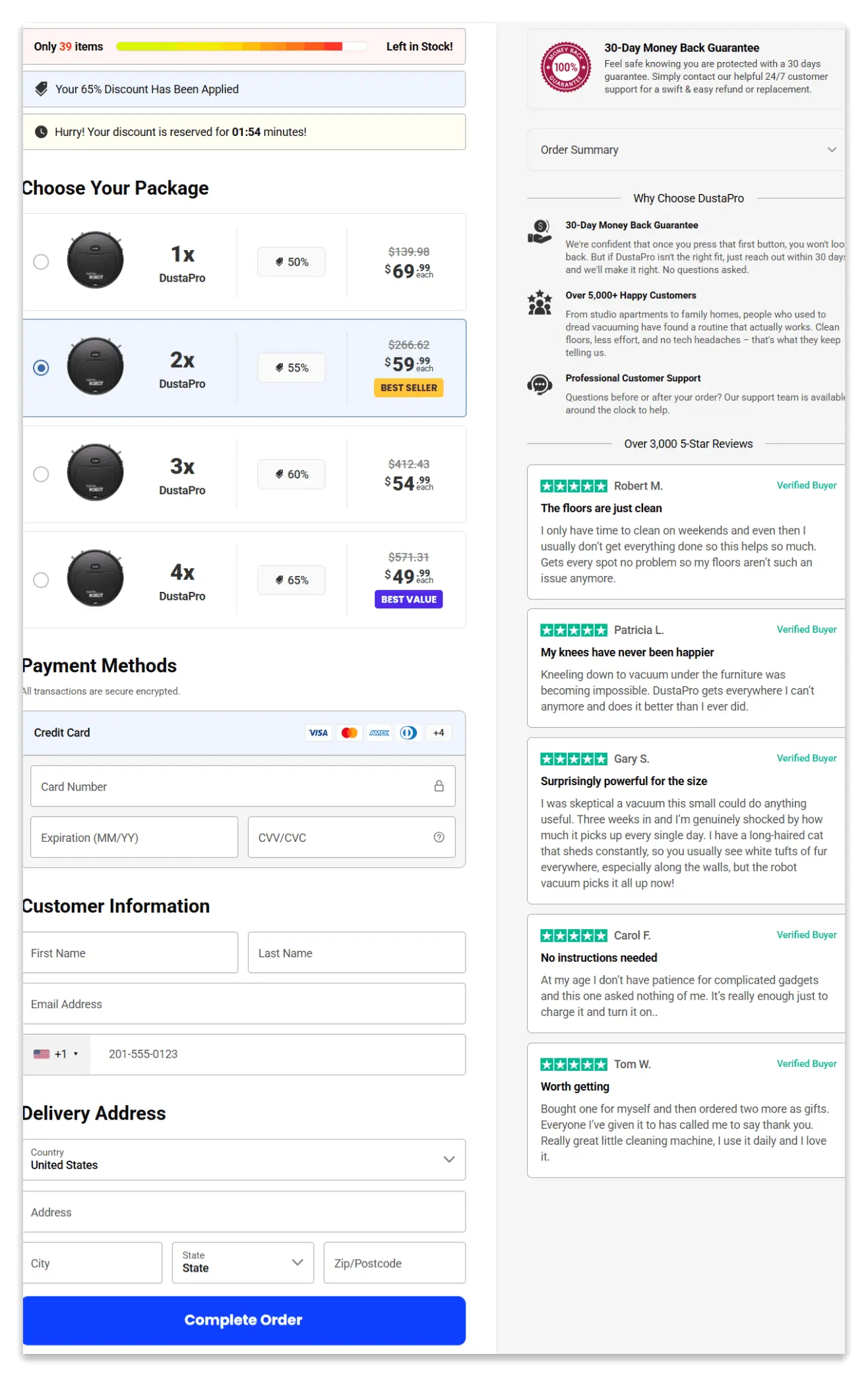 DustaPro Secure Checkout Page